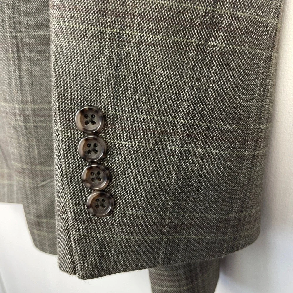 Jos A Bank Signature Tan Plaid SILK + WOOL‎ 42R Blazer Sport Coat Suit Jacket